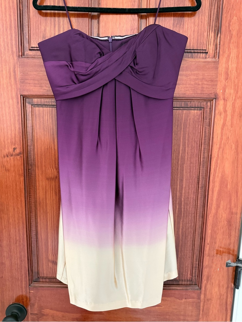 Nicole Miller Strapless Ombre Purple to Cream Cocktail Dress